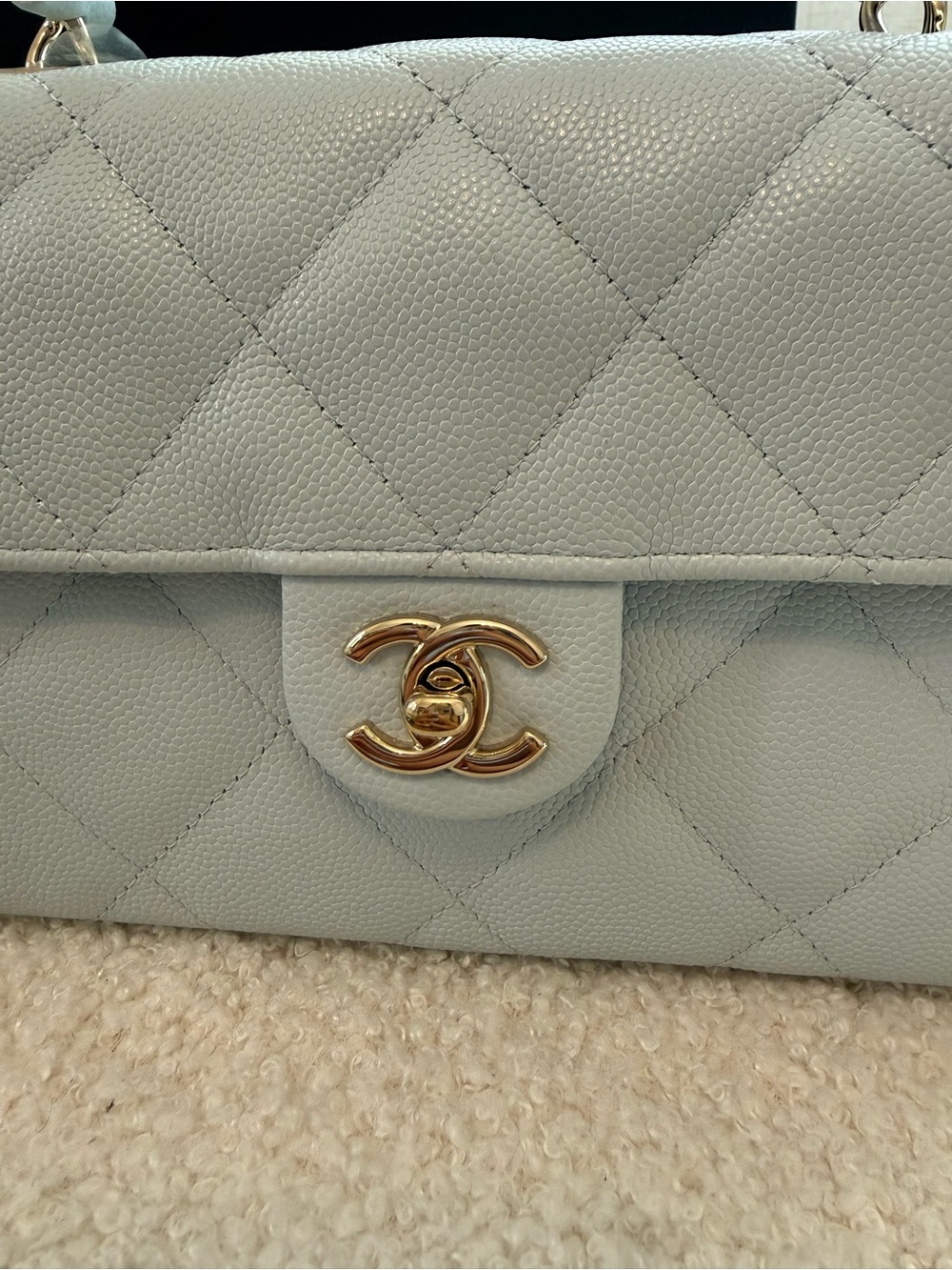 CHANEL Mini Quilted Top Handle Bag in Light Gray BRAND NEW - Picture 5 of 14